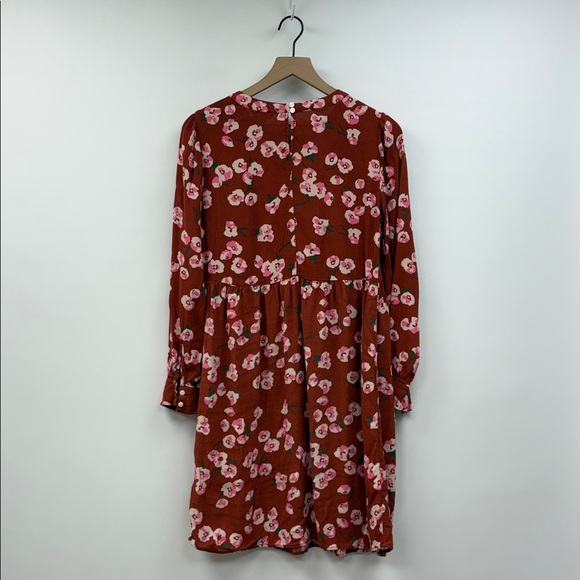 Seraphine Maternity Floral Nursing Long Sleeve A-Line Dress Burgundy 4 - Picture 7 of 11